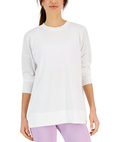 Id Ideology Women's Active Solid Crewneck Top, Created For Macy's In Bright White