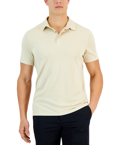 Alfani Men's Alfatech Stretch Solid Polo Shirt, Created For Macy's In Brown Rice