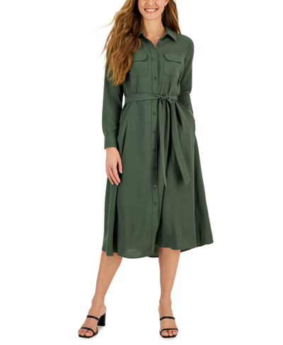 Alfani Women's Belted Shirtdress Created For Macy's In Green