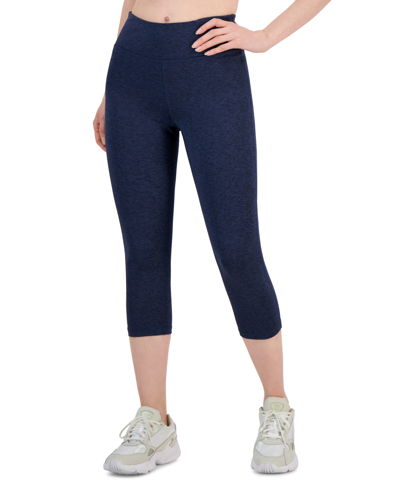 Id Ideology Women's Space-dye Pull-on Crop Leggings, Created For Macy's In Navy Serenity