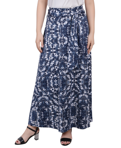 Ny Collection Women's Missy Maxi Skirt With Sash Waist Tie In Multi