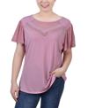 Ny Collection Women's Studded Top With Mesh Details In Pink