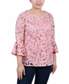 Ny Collection Women's Bell Sleeve Blouse And Solid Camisole In Multi