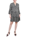 Ny Collection Petite Long Sleeve Tiered Dress In Multi