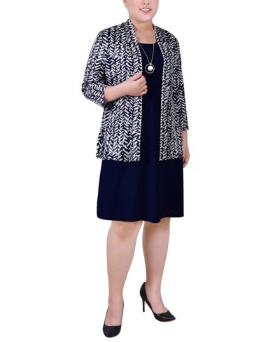 Ny Collection Plus Size Dress Set, 2 Piece In Multi