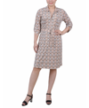 NY COLLECTION PETITE BELTED ROLL TAB ZIP FRONT SHIRTDRESS