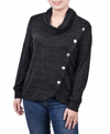 NY COLLECTION WOMEN'S MISSY LONG SLEEVE OVERLAPPING COWL NECK TOP