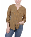 Ny Collection Women's 3/4 Roll Tab Sleeve Mandarin Collar Blouse In Yellow