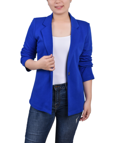 Ny Collection Women's 3/4 Sleeve Ponte Jacket In Denim