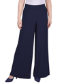 Ny Collection Petites Womens High Rise Wide Leg Palazzo Pants In Blue