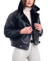 BCBGENERATION WOMEN'S CROPPED FAUX-LEATHER MOTORCYCLE COAT