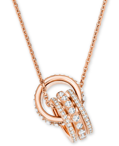 Swarovski Crystal Interlocking Loop 16-1/2" Pendant Necklace In Rose