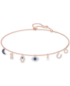 Swarovski Rose Gold-tone Crystal Protective Charm Bolo Necklace