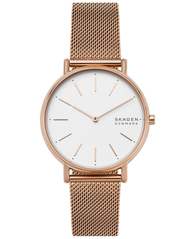 Skagen Women's Signatur Rose Gold-tone Stainless Steel Mesh Bracelet Watch 38mm