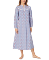 Lanz Of Salzburg Cotton Lace-trim Flannel Nightgown In Blue