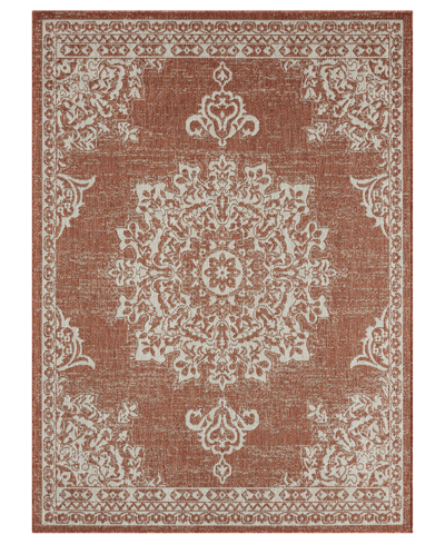 Nicole Miller Patio Country Azalea 5'2" X 7'2" Outdoor Area Rug In Red