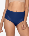 Leonisa Women's Lace Stripe Undetectable Classic Shaper Panty In Blue