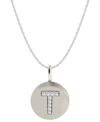 Macy's 14k White Gold Necklace, Diamond Accent Letter T Disk Pendant In White