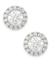Macy's Diamond Round Halo Stud Earrings In 14k White Gold 1 3 1 Ct. T.w. In Gold
