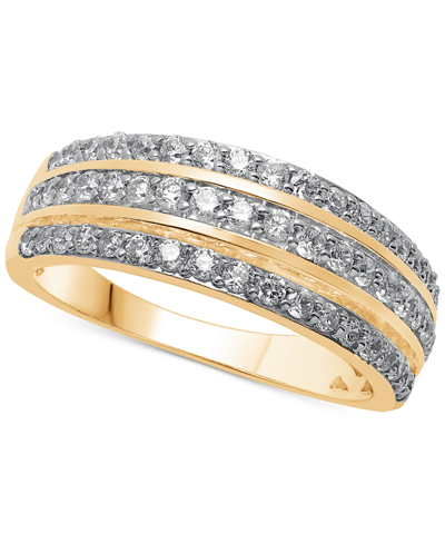Macy's Diamond Multirow Statement Ring (3/4 Ct. T.w.) In 10k Gold In Yellow Gold