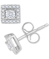 Macy's Diamond Cluster Stud Earrings (1/4 Ct. T.w.) In 14k White Gold In Gold