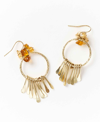 Matr Boomie Citrine And Sunstone Fringe Hoop Earrings In Orange