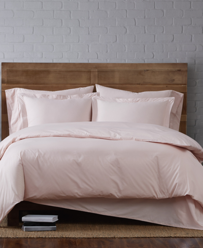 Brooklyn Loom Solid Cotton Percale Full/queen 3-pc. Duvet Set Bedding In Blush