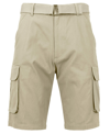 Galaxy By Harvic Men's Flat Front Belted Cotton Cargo Shorts In Tan/beige