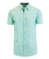 Galaxy By Harvic Men's Slim-fit Short Sleeve Solid Dress Shirts In Green