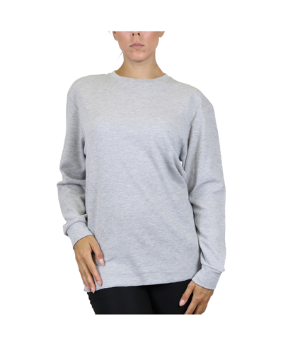 Galaxy By Harvic Women's Loose Fit Waffle Knit Thermal Shirt In Heather Gray