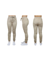 Galaxy By Harvic Women's Basic Stretch Twill Joggers In Tan/beige
