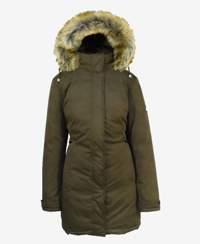 Galaxy By Harvic Women's Heavyweight Parka Jacket With Detachable Hood In Olive