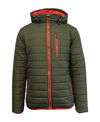 Galaxy By Harvic Spire By Galaxy Men's Puffer Bubble Jacket With Contrast Trim In Green