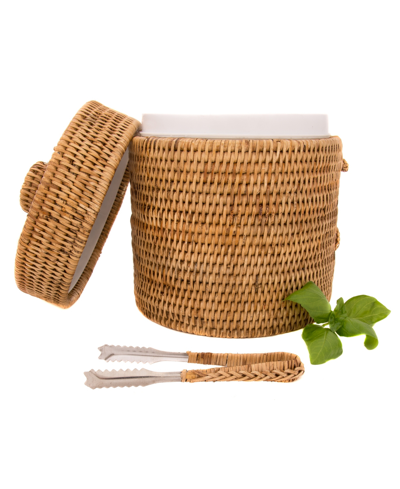 Artifacts Trading Company Artifacts Rattan Ice Bucket With Tongs In Brown