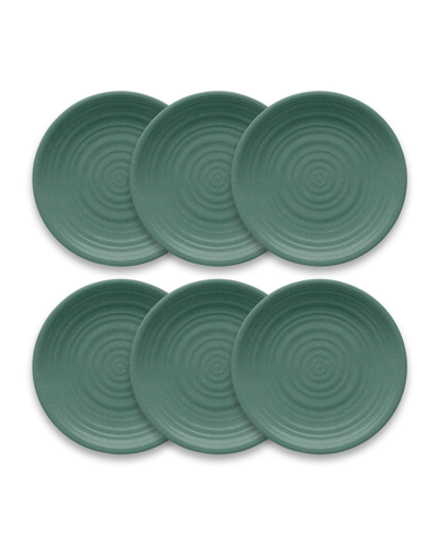 Tarhong Planta Artisan 6-piece Dinner Plate Set, 10.5" In Teal