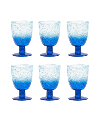 Tarhong Oceanic Ombre Premium Acrylic Goblet Glasses, Set Of 6 In Ombre Blues