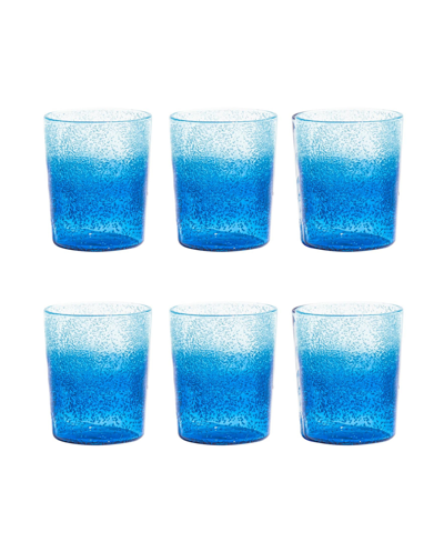 Tarhong Oceanic Ombre Double Old Fashion Premium Acrylic Glasses, Set Of 6 In Ombre Blues