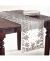 Saro Lifestyle Hand Beaded Design Table Runner, 16" X 72" In Silver