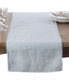 Saro Lifestyle Pom Pom Design Linen Dining Room Table Runner In Blue