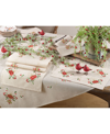Saro Lifestyle Embroidered Ornament Holiday Linen Blend Table Runner, 16" X 72" In Tan/beige