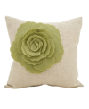 Saro Lifestyle Rose Flower Statement Decorative Pillow, 18" X 18" In Green
