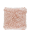 Saro Lifestyle Mongolian Faux Fur Decorative Pillow, 18" X 18" In Pink