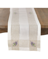 Saro Lifestyle Lavender Embroidery Hemstitch Runner In Ivory/cream