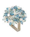 Saro Lifestyle Napkin Ring With Beaded Floral Design, Set Of 4 In Blue
