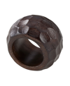 Saro Lifestyle Mango Wood Napkin Ring With Chunky Design, Set Of 4 In Tan/beige