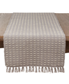 Saro Lifestyle Dashed Woven Long Table Runner In Tan/beige