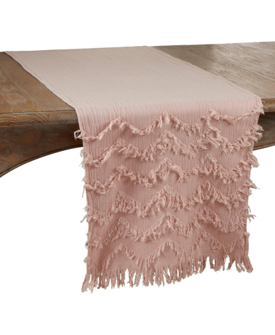 Saro Lifestyle Fringe Chevron Runner In Dusty Rose