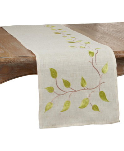 Saro Lifestyle Embroidered Vine Runner In Natural