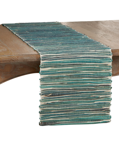 Saro Lifestyle Water Hyacinth Runner In Turquoise