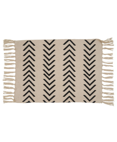 Saro Lifestyle Chevron Placemat Set Of 4 In Cream